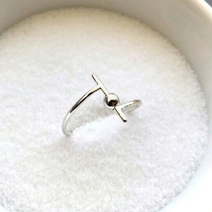 Bar Fidget Ring, Handmade Fidget Jewelry, Unique Mixed Metal Sensory Ring, Women's Spinner Ring, Dainty Sterling Silver Gift for Her