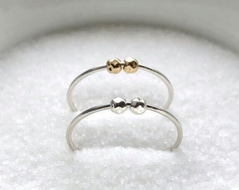 Handmade Sterling Silver Fidget Ring: Minimalist Sensory Spinner Jewelry