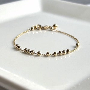 Gold Beaded Bracelet, Anxiety Ball Bracelet, Chain Fidget Bracelet for Self Care, Handmade Jewelry