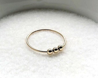 14K Gold Filled Anxiety Ring, Dainty Fidget Jewelry for Her, Womens Spinner Ring, Everyday Thumb Ring for Anxiety Relief