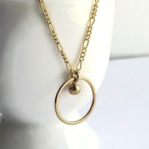 Gold Fidget Pendant Necklace for Women, Handmade Adjustable Spinner Necklace, Open Circle Relaxation Jewelry for Adult