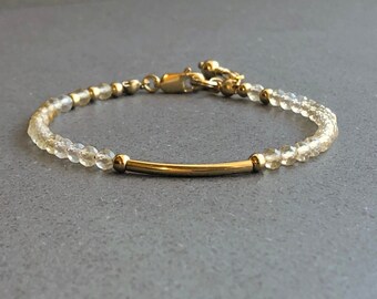 Citrin Edelstein Armband: Sterling Silber oder Gold, November Geburtsstein
