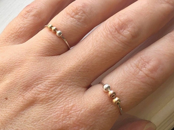 Mixed Metal Spinner Ring: Sterling Silver Fidget Jewelry