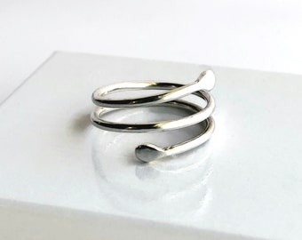 Handmade Sterling Silver Wrap Ring: Adjustable Stacking Knuckle Ring