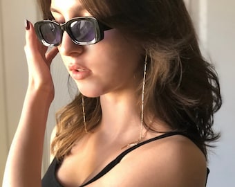 Handmade Gold Bar Glasses Chain: Eyeglasses, Sunglasses & Earbud Holder Necklace