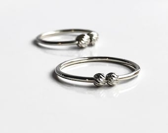 Dainty Sterling Silver Fidget Ring: Handmade Bead Spinner