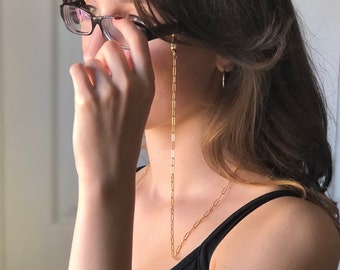 Gold Paperclip Glasses Chain: Handmade Eyeglass Necklace Holder