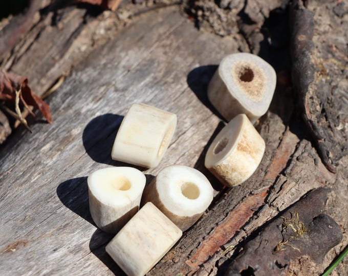 . Deer Antler Beads With Large Thread Holes, Set of Two  Fits Average Para Cord.