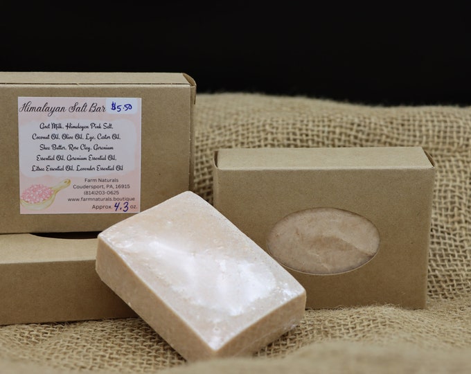 Himalayan Pink Salt Goat Milk Soap, Facial Bar With Rose Clay & Essential Oils, No Artificial Fragrances or Dye