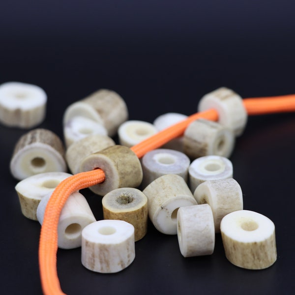 Deer Antler Beads With Large Thread Holes, 2 ct.  Fits Average Para Cord.