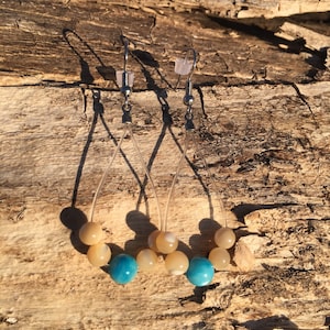 Upcycled Guitar String Earrings: Shell Bead Dangle Jewelry