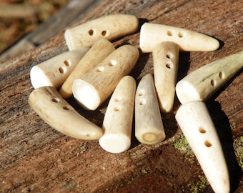 Antler Buttons, 2 ct. Made to Order Toggle Buttons, 1" Toggle Buttons, Natural Bone, Whitetail Deer Antler, Rustic Woodland Country Crafting