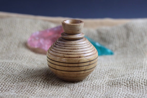Twig Pot, Small Lathe Turned Maple Wood Vase, Dried Flower Vase