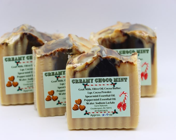 Goat Milk Soap, Creamy Chocolate Mint, Seasonal Soap For The Winter Season, With Essential Oils