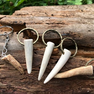 MTO, Antler Key Chain, Natural Deer Antler Tip, Woodland Country Accessory, Split Key Ring, Gift For Dad, Grandpa, Him
