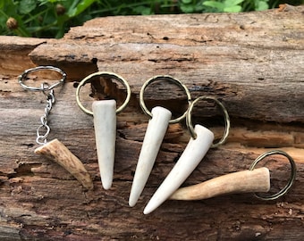 MTO, Antler Key Chain, Natural Deer Antler Tip, Woodland Country Accessory, Split Key Ring, Gift For Dad, Grandpa, Him