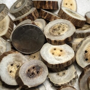 Antler Buttons, 4 ct. Medium Lg. Natural Deer Antler Bone Buttons/Crafting/Sewing/Knitting/Crochet/Woodland Country Organic Eco-Friendly image 4
