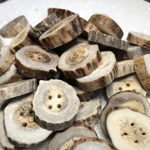 Antler Buttons, 4 ct. Medium Lg. Natural Deer Antler Bone Buttons/Crafting/Sewing/Knitting/Crochet/Woodland Country Organic Eco-Friendly image 2