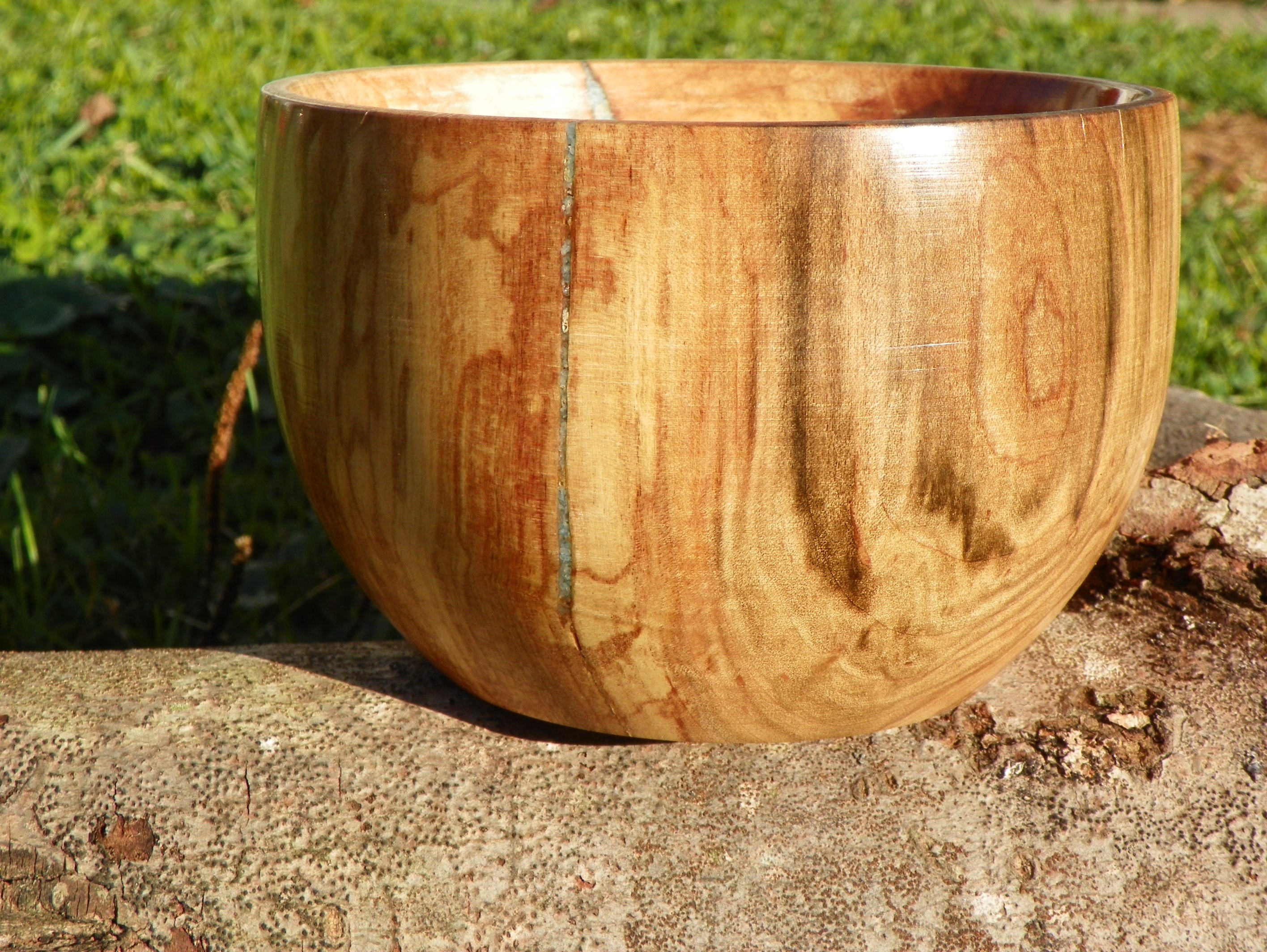 Burl Wood Bowl, Soft Maple Wood Burl Bowl With Blue Sand Inlay, Nut Dish, Candy Dish, Woodland