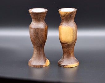 Black Walnut Candle Stick Holders, Set, Lathe Turned Wood Candlestick Holder Set