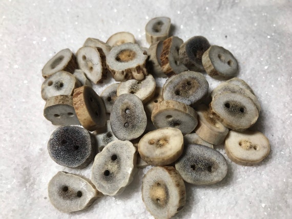 Mini Antler Buttons, 5 ct. Natural Deer Antler Bone Buttons, Extra Small Buttons, Woodland Crafting, Sewing, Knitting, Crochet Supply