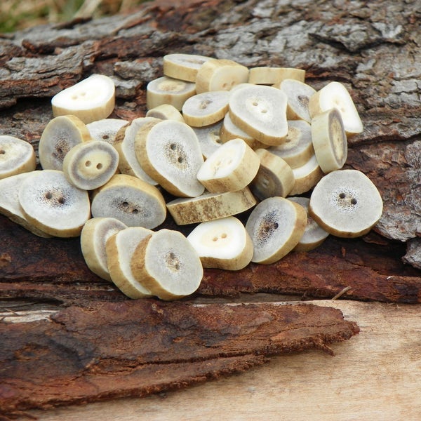 Antler Buttons, 10 ct. Natural Deer Antler Buttons/Crafting/Sewing/Knitting/Crochet/Eco-Friendly/Organic Material/Woodland Country