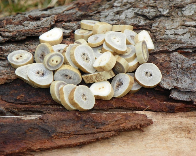 Antler Buttons, Natural Deer Antler Buttons/Crafting/Sewing/Knitting/Crochet/Eco-Friendly/Organic Material/Woodland Country