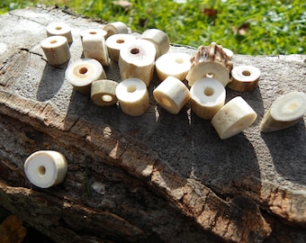 Antler Beads, 2 ct. Bone Beads, MTO Woodland Natural Whitetail Deer Antler Beads/Knitting/Jewelry Supply/Eco-Friendly  Crafting