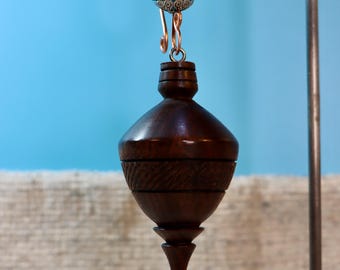 Black Walnut Christmas Ornament W/Hand Hammered Copper Hook