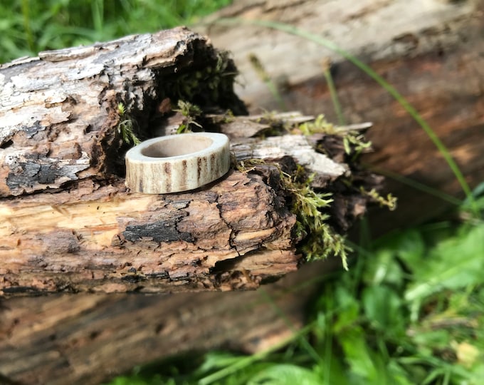 Antler Ring, Bone Ring, Natural Deer Antler Band Ring, Size 5 1/4 US, Thin Band, Woodland Style, Country Flare, Minimalist