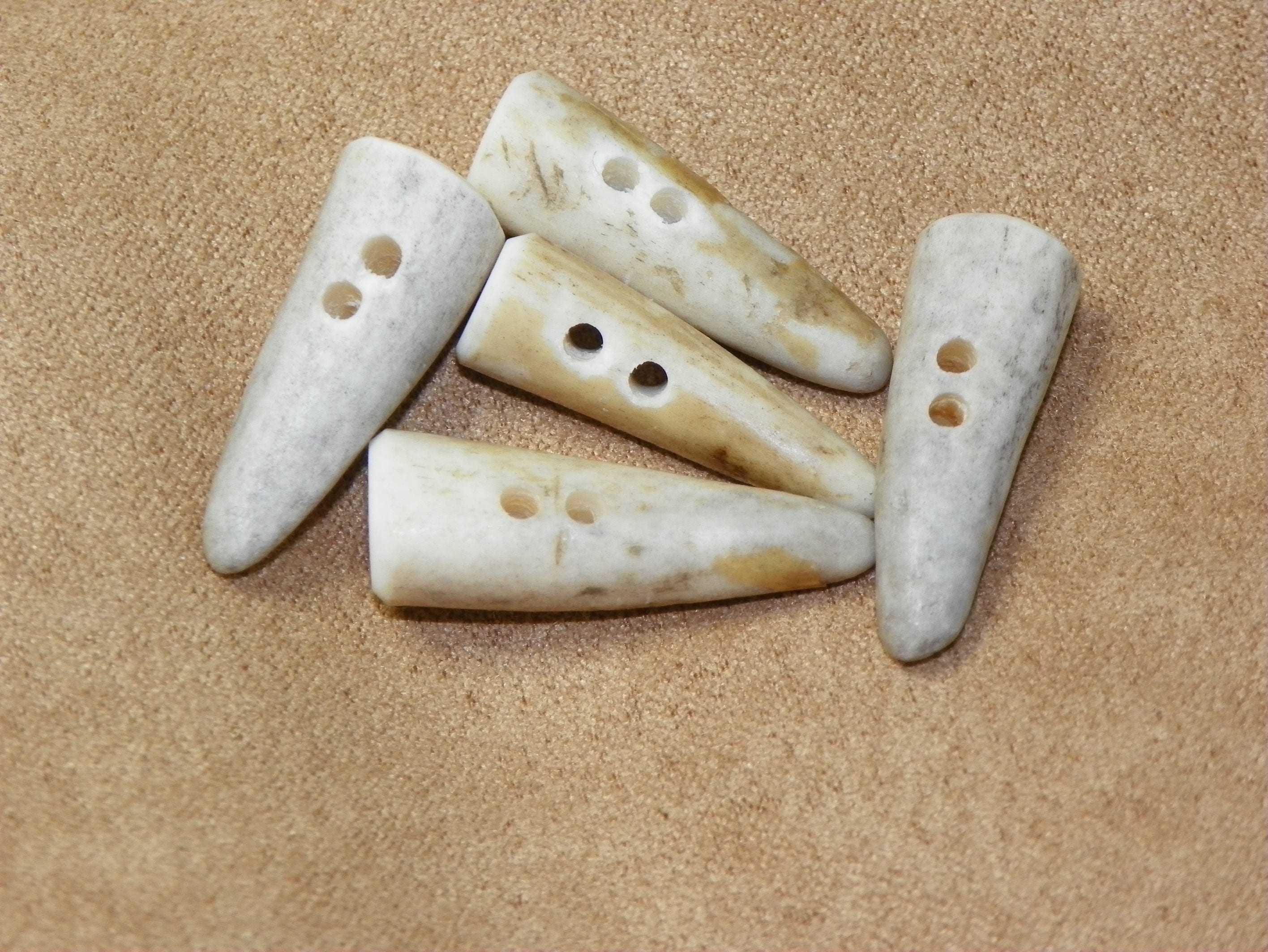 Antler Buttons, Lot of 5 Toggle Buttons, 1 Toggle Buttons, Natural Bone