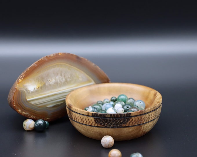 Trinket Bowl, Lathe Turned Black Walnut Bowl Perfect for Beads, Coins, Paperclips, Rings and More