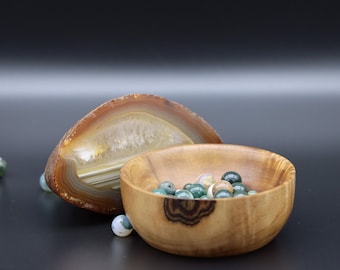 Bead Bowl, Black Walnut Lathe Turned Wood Bowl Perfect for Trinkets, Change, Rings, Nuts, Paperclips and More