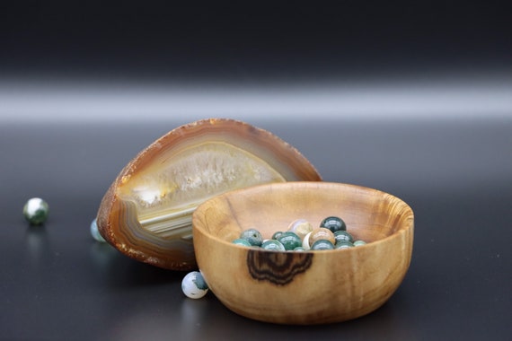 Bead Bowl, Black Walnut Lathe Turned Wood Bowl Perfect for Trinkets, Change, Rings, Nuts, Paperclips and More
