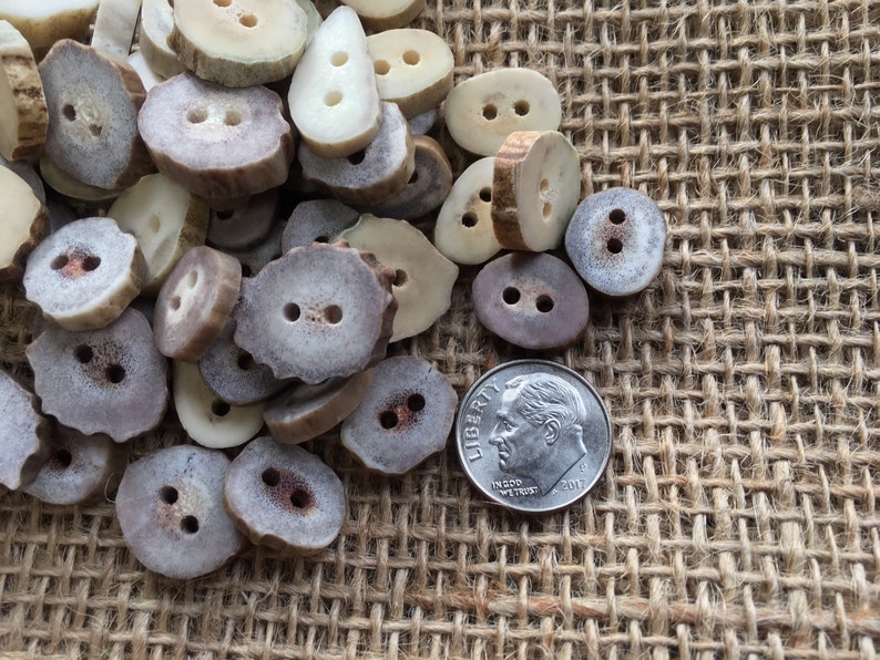 Woodland Country Crafting Bulk Lot Natural Deer Antler Crafting Supply Bone Buttons Sewing 50 Mini Antler Buttons Knitting