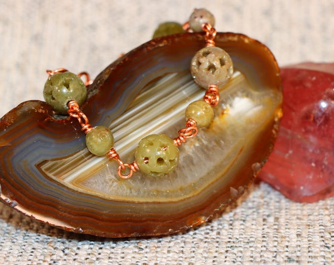 Soap Stone Beaded Copper Chain Bracelet