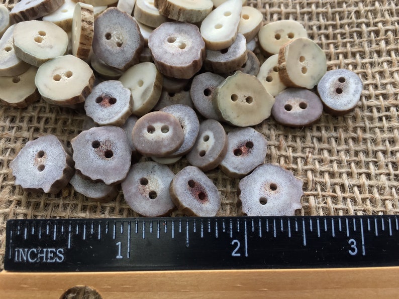 Woodland Country Crafting Bulk Lot Natural Deer Antler Crafting Supply Bone Buttons Sewing 50 Mini Antler Buttons Knitting
