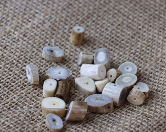 Deer Antler Beads, 2 ct., Small Thread Hole Perfect For Headpins, Unique Country Western Style Crafting Material, Eco-Friendly, Sustainable