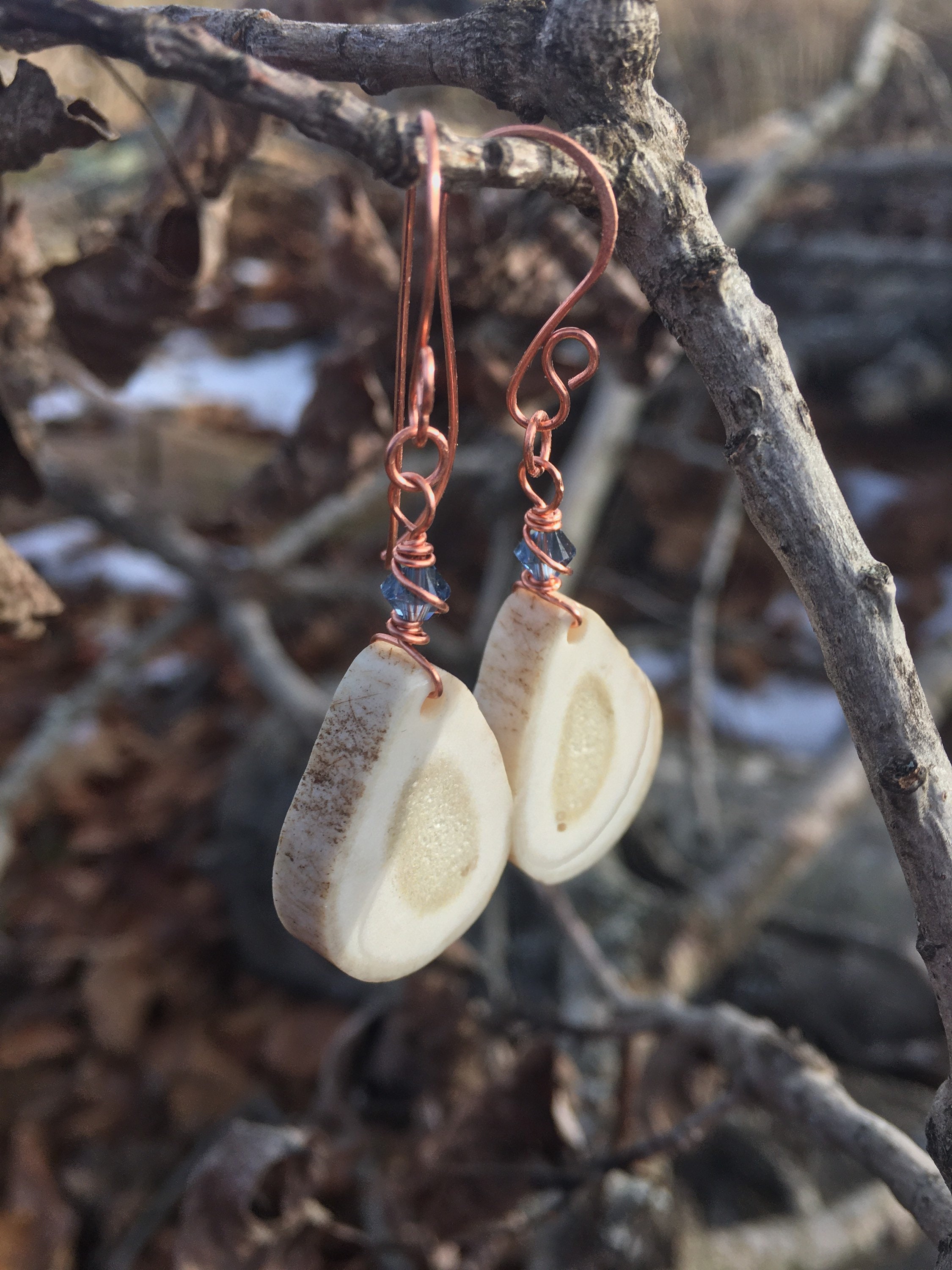 Antler Earrings MTO Natural Deer Antler Jewelry Swarovski