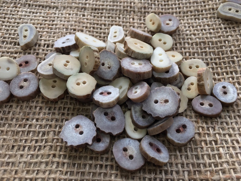 Woodland Country Crafting Bulk Lot Natural Deer Antler Crafting Supply Bone Buttons Sewing 50 Mini Antler Buttons Knitting