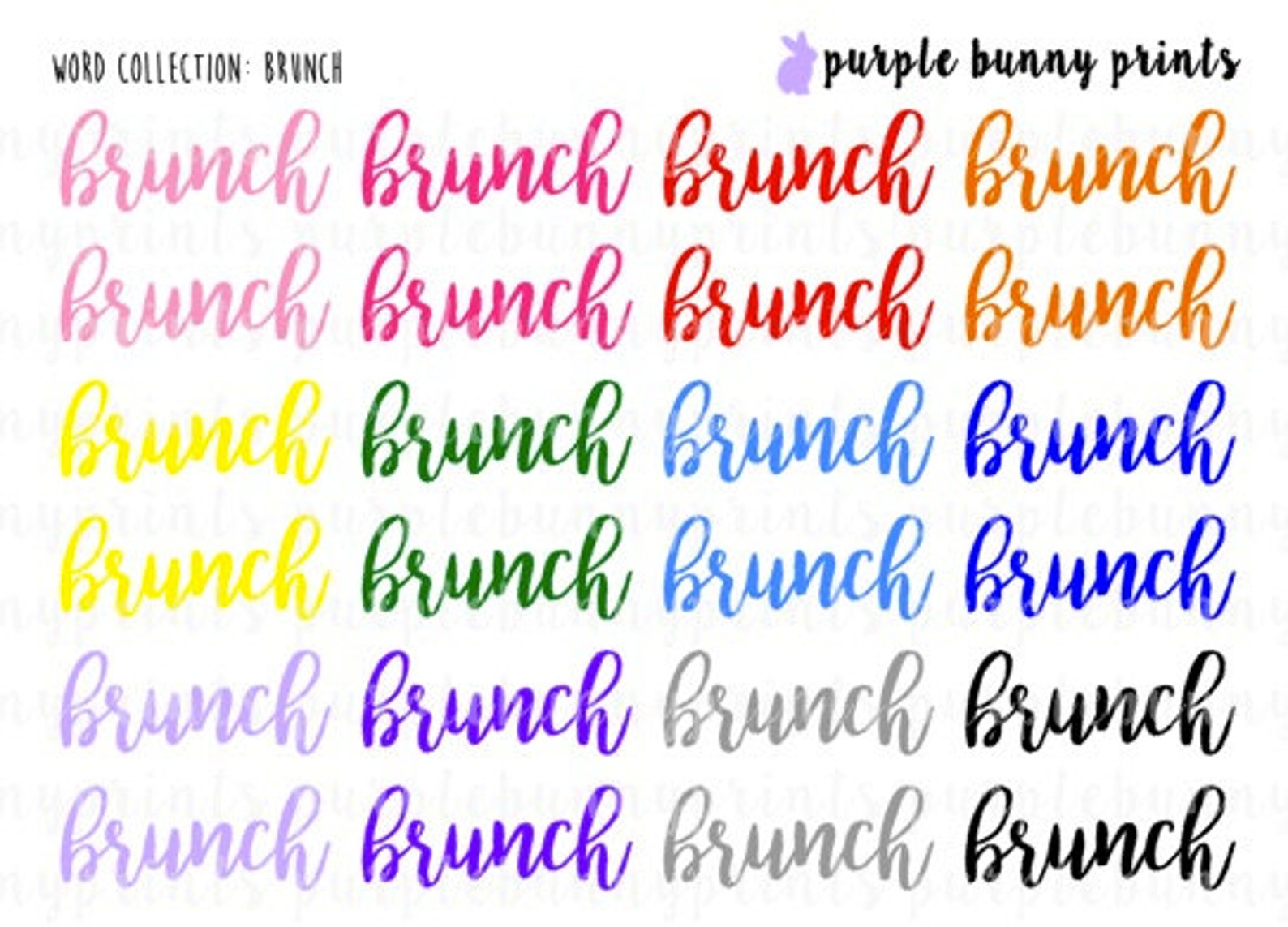 Brunch // Word Collection // Planner Stickers | Etsy