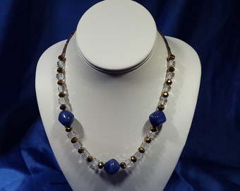 Maxwell: Handmade Blue/Brown Beaded Necklace