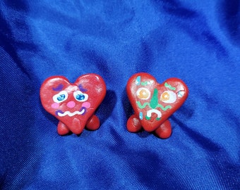 Indrid: Hand Sculpted Polymer Clay Heart Shaped Figurines