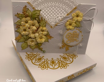 Handmade Thank You card in yellows and white.