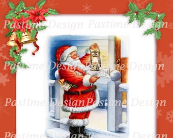 Vintage Santa image,Santa claus with list clipart,santa printable image,Christmas download,Christmas clipart,Santa digital image,santa image