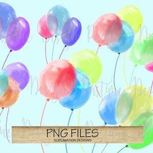Handgetekende feestballonnen, Handgeschilderde Ballon PNG, Ballon sublimatie ontwerp, Aquarel ballonnen, feest ontwerp, feest PNG