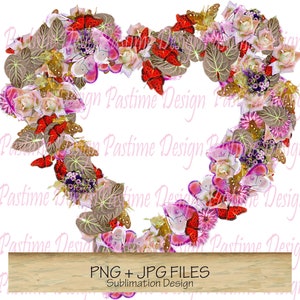 Vintage Valentijn Bloemen hart, Valentijn PNG, Hart Sublimatie Png, Valentijn downloaden, Hart clip art, Valentijn liefde clip art, Bloem hart