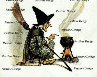 vintage witch clip art, vintage witch image,instant download, witch and cauldron, halloween image, witch digital image,jpeg and png files