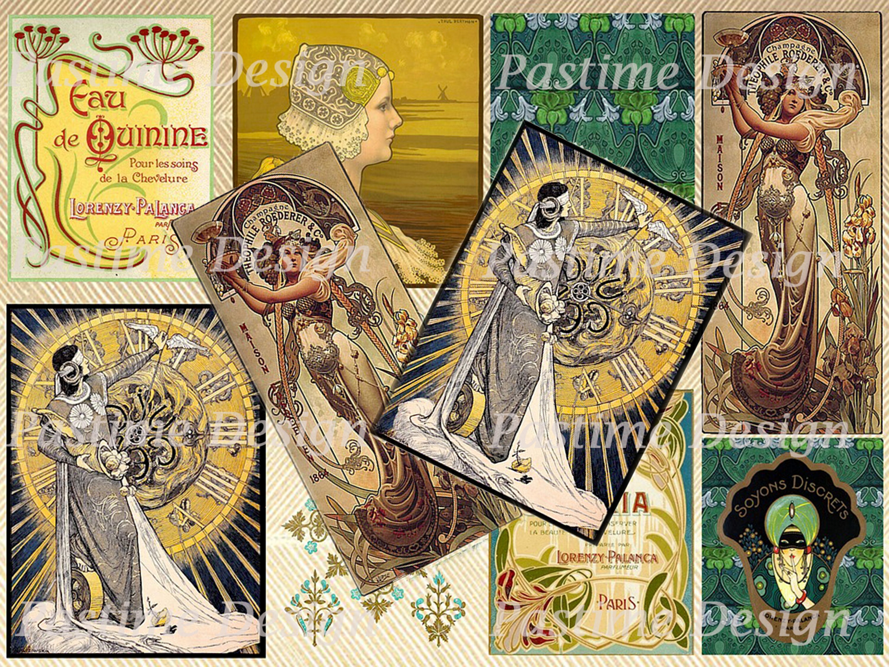Download Vintage Art Deco digital collage sheet8 Art deco | Etsy