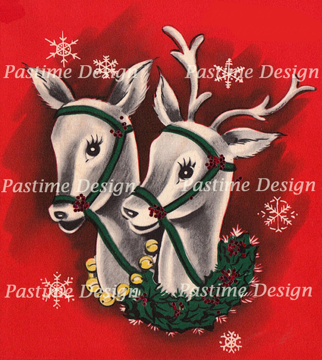 Vintage Reindeer Image Download,reindeer Clipart,reindeer Printable ... Vintage Reindeer Image Download,reindeer Clipart,reindeer Printable ...